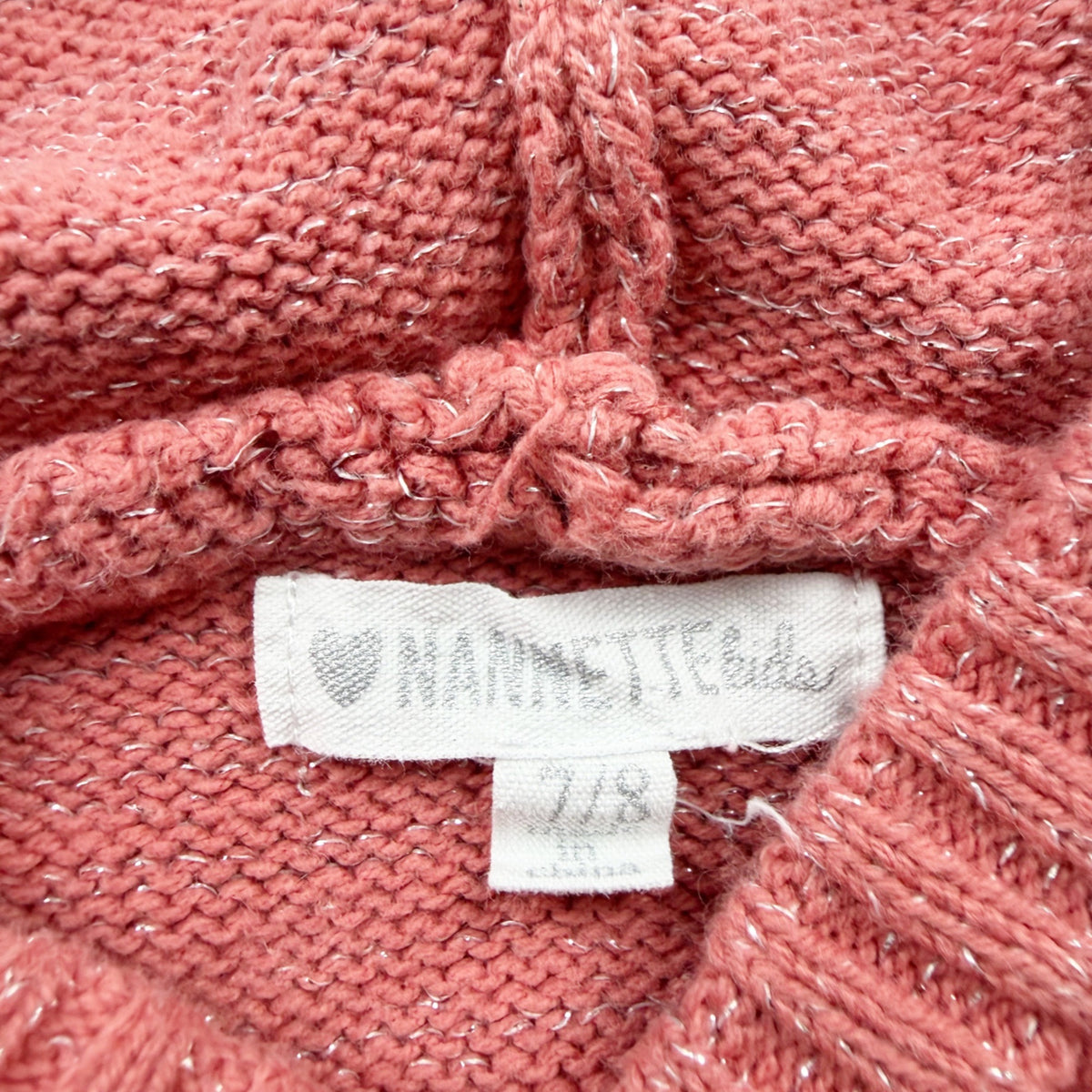 Nannette Kids Girls Pink Hooded Sweater Dress Multi Knit Long Sleeve 7-8
