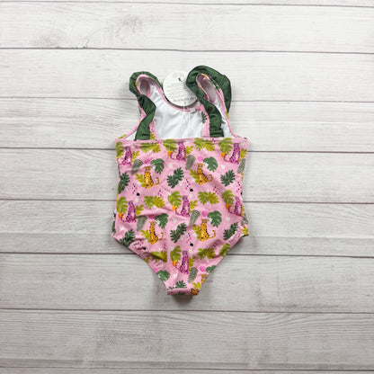 Kiki + Lulu Girls Pink Jungle Leopard Print Swimsuit Ruffle Accent NWT 7-8