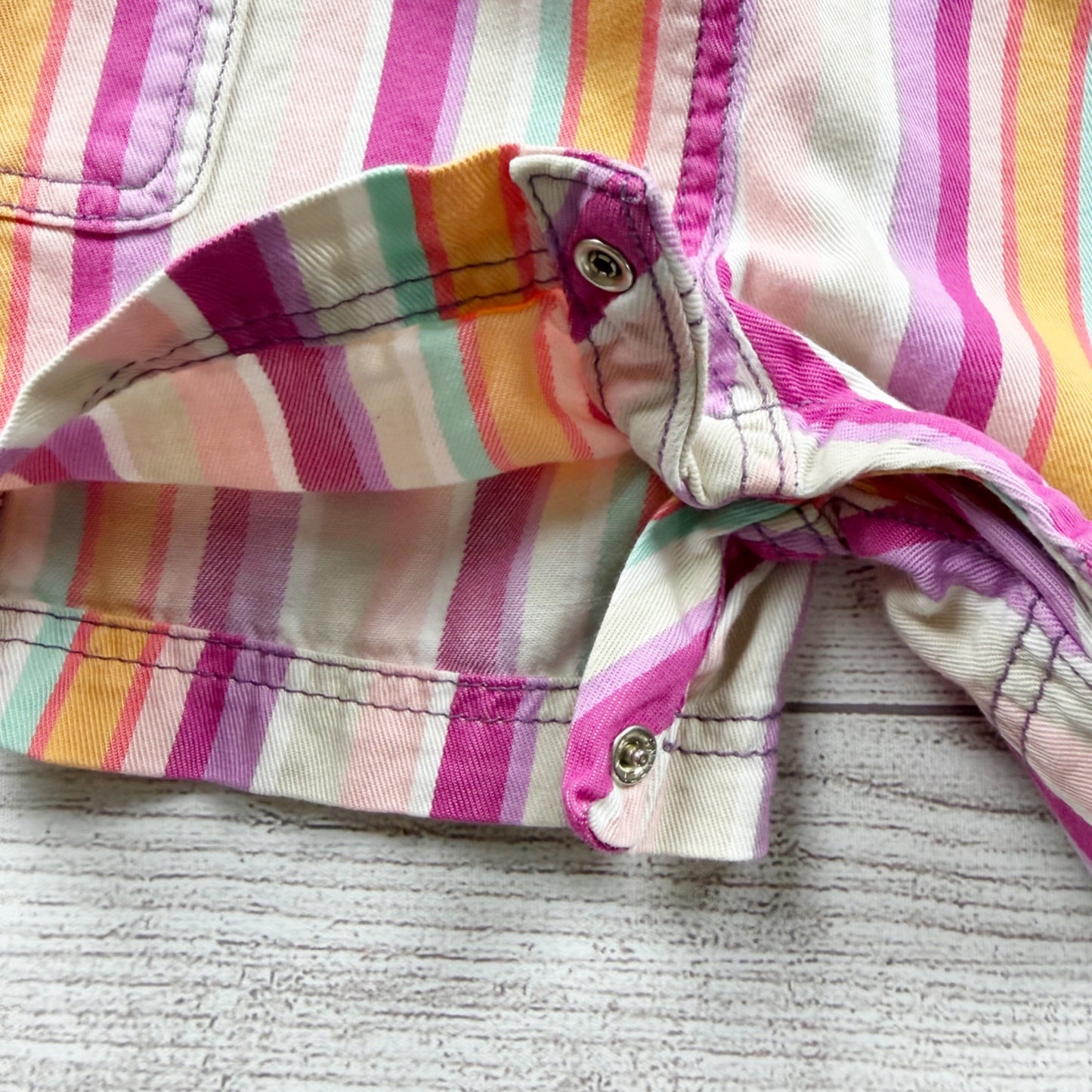Old Navy Girls Striped Short Sleeve Button Up Romper Multicolor Cotton 2T