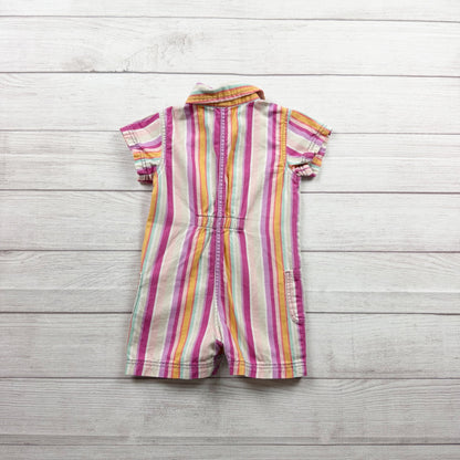 Old Navy Girls Striped Short Sleeve Button Up Romper Multicolor Cotton 2T