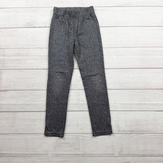 Gap Kids Girls Metallic Silver Black Ribbed Leggings S 6-7