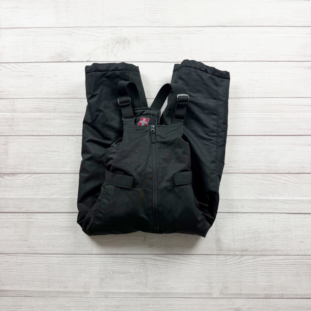 Swisstech Kids Black Insulated Snow Bib Overalls Waterproof Adjustable Straps XS 4-5