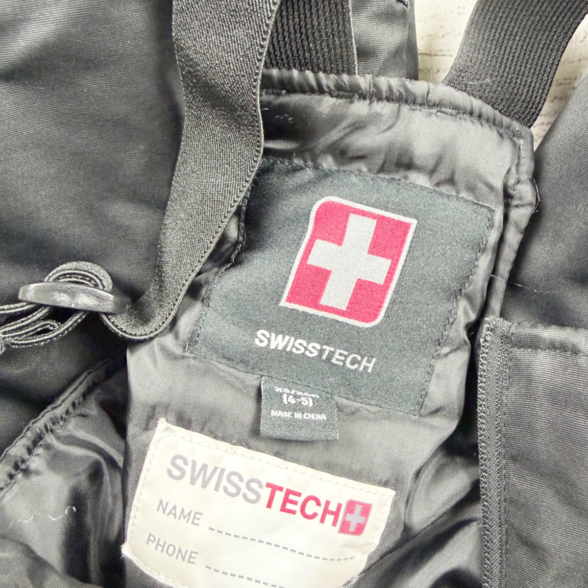 Swisstech Kids Black Insulated Snow Bib Overalls Waterproof Adjustable Straps XS 4-5