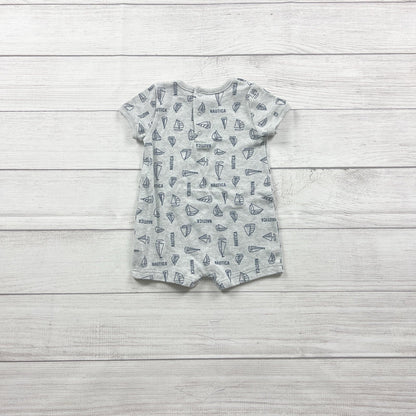 Nautica Baby Boy Romper Sailboat Print Short Sleeve One Piece 6-9 Months