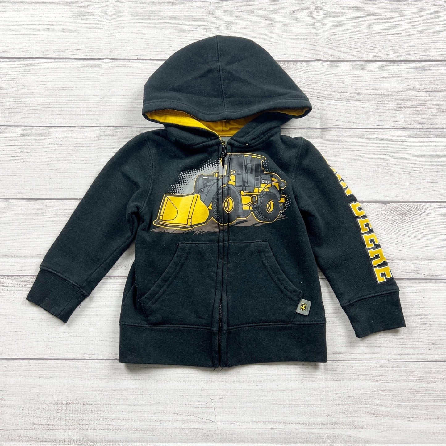 John Deere Toddler Boys Zip Up Hoodie Construction Tractor Graphic Jacket 2T