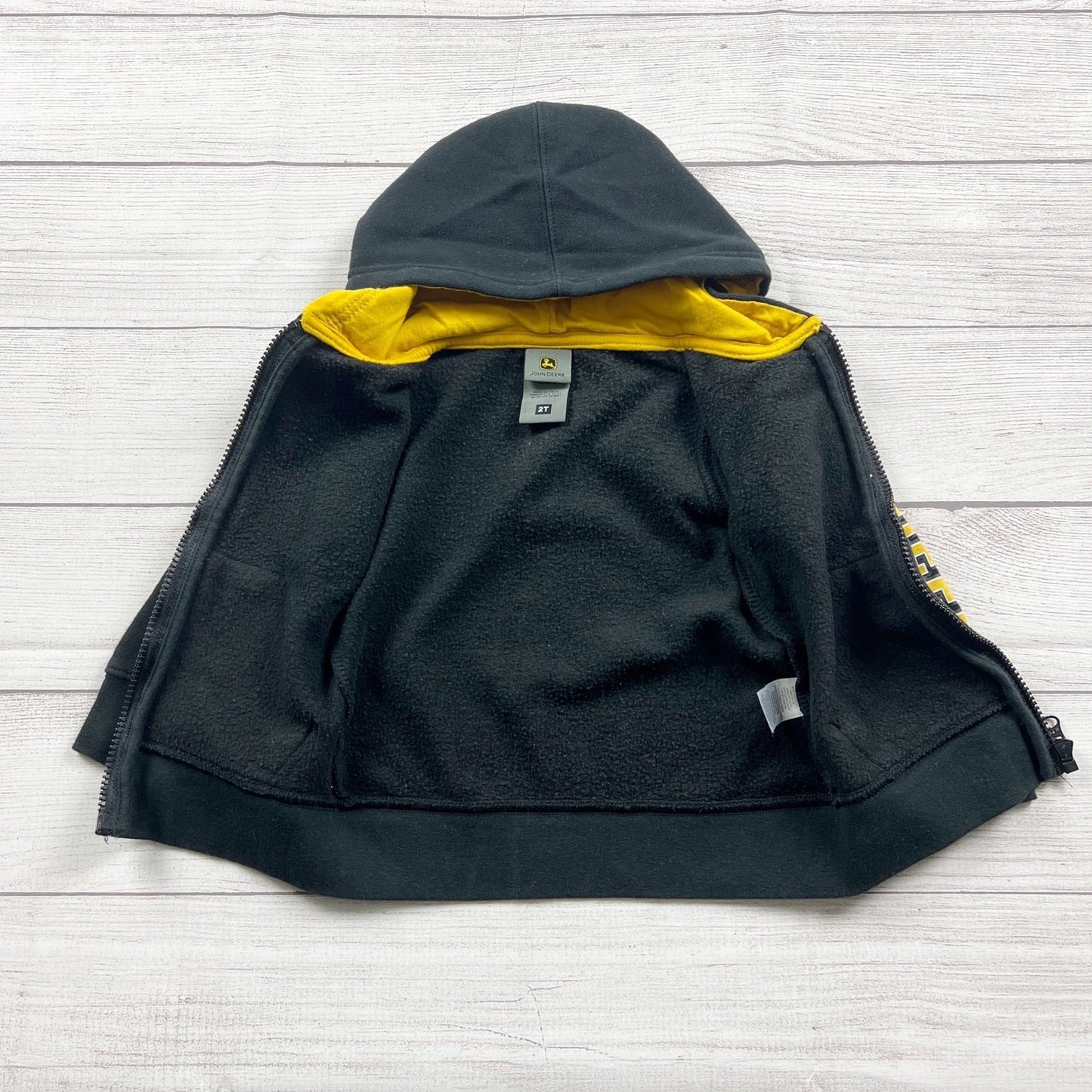 John Deere Toddler Boys Zip Up Hoodie Construction Tractor Graphic Jacket 2T