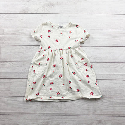 Old Navy Girls Dress Red Floral Print Short Sleeve Pocket Dress 5T