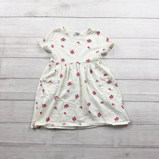 Old Navy Girls Dress Red Floral Print Short Sleeve Pocket Dress 5T