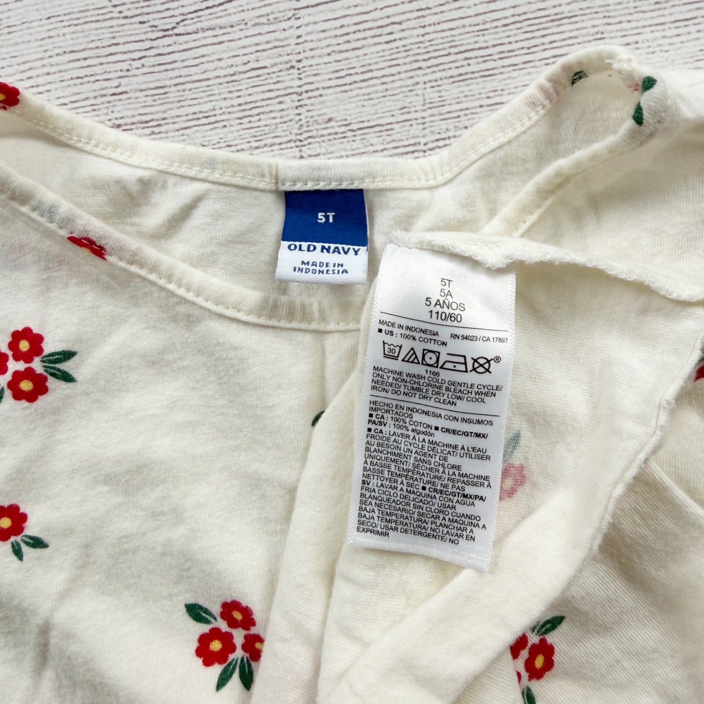 Old Navy Girls Dress Red Floral Print Short Sleeve Pocket Dress 5T