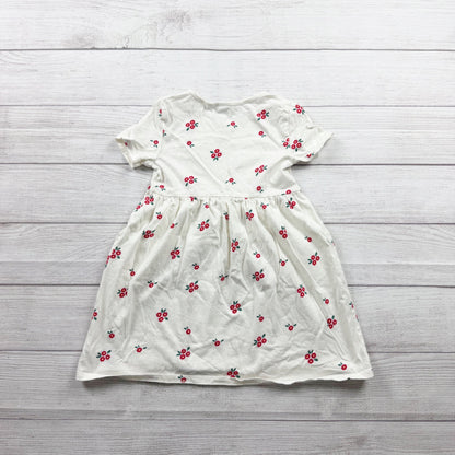 Old Navy Girls Dress Red Floral Print Short Sleeve Pocket Dress 5T