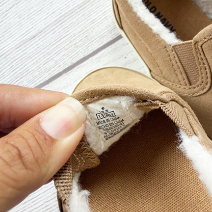 Old Navy Toddler Slip On Faux Suede Shoes Sherpa Lining Tan 6