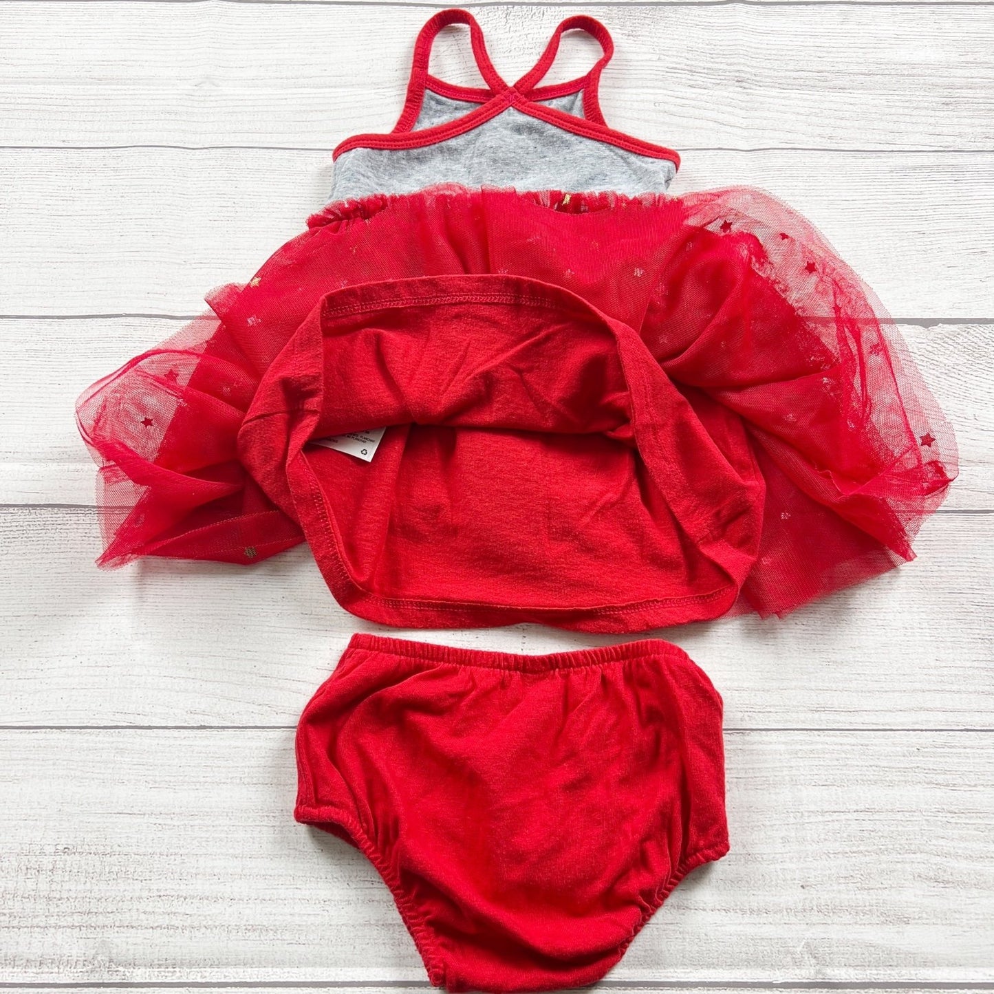 Cat & Jack Girls Patriotic Star Tulle Dress Bloomers Set Outfit 9-12 Months