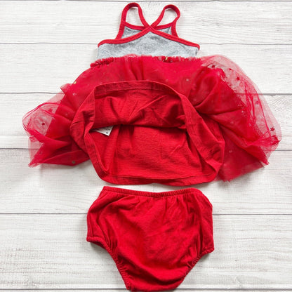 Cat & Jack Girls Patriotic Star Tulle Dress Bloomers Set Outfit 9-12 Months