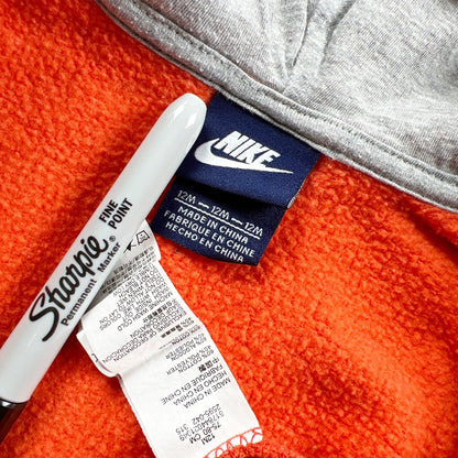 Nike Orange Fleece Lined Full Zip Hoodie Logo Lettering Pockets 9-12 Months