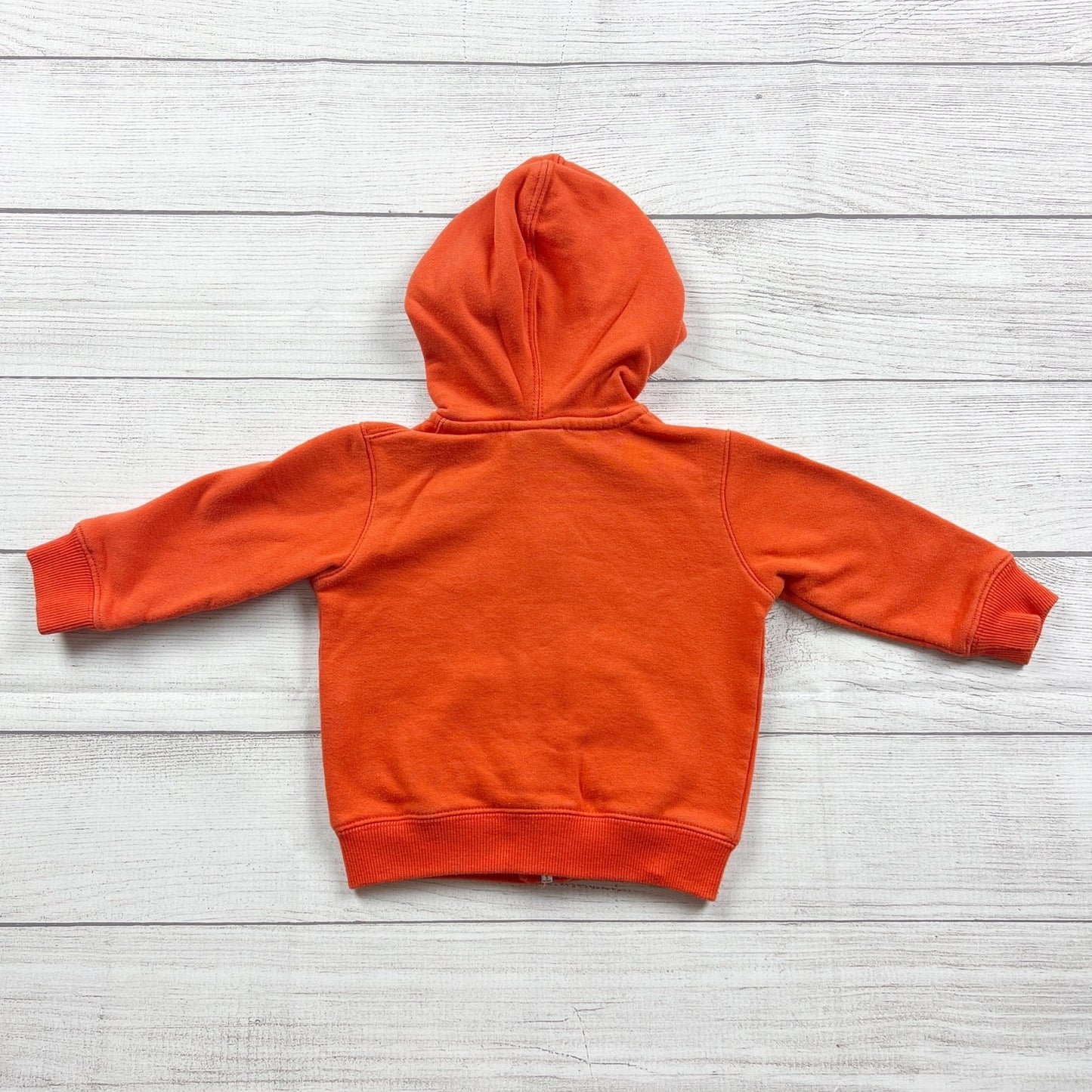 Nike Orange Fleece Lined Full Zip Hoodie Logo Lettering Pockets 9-12 Months