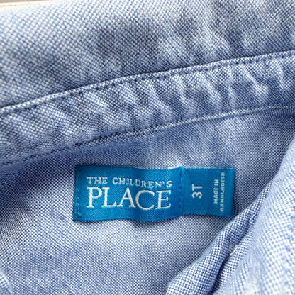 The Children’s Place Toddler Boys Button Down Shirt Blue Long Sleeve Pocket 3T