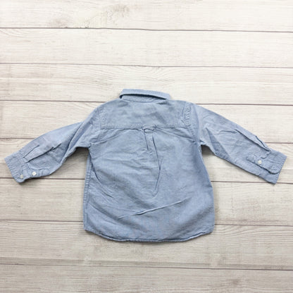 The Children’s Place Toddler Boys Button Down Shirt Blue Long Sleeve Pocket 3T