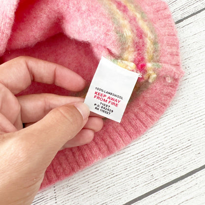 Mini Boden Baby Girl Pink Cardigan Sweater Lambswool Button 12-18 Months