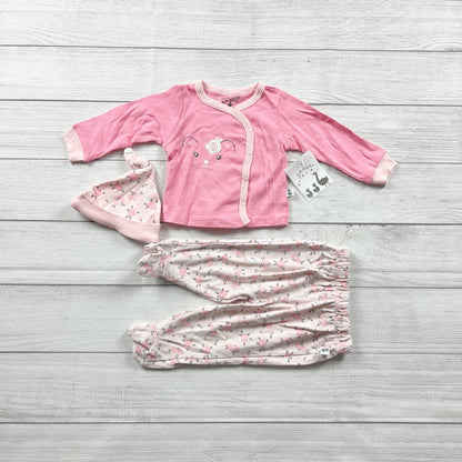 Duck Duck Goose Baby Outfit Set Bear Wrap Top Pants Hat 3-Piece NWT 6-9 Months