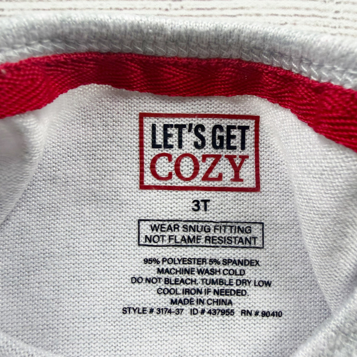 Let's Get Cozy Lil Bear Pajama Set Red Plaid Toddler 3T