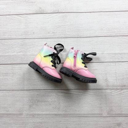 Cat & Jack Rainbow Gradient Kids Combat Ankle Boots Side Zipper US Toddler 5