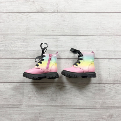 Cat & Jack Rainbow Gradient Kids Combat Ankle Boots Side Zipper US Toddler 5