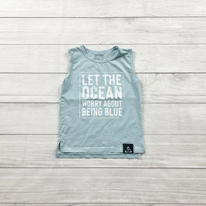 Trilogy Design Co Kids Tank Top Let The Ocean Graphic Blue Shirt 5T