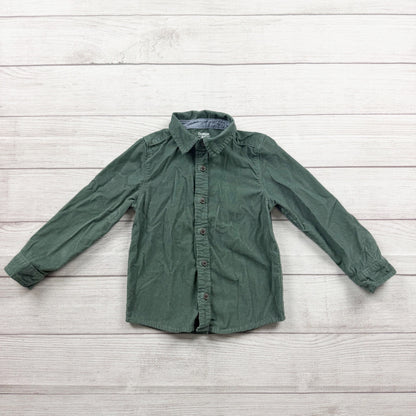OshKosh Bgosh Green Corduroy Button-Up Shirt Toddler Long Sleeve 4T