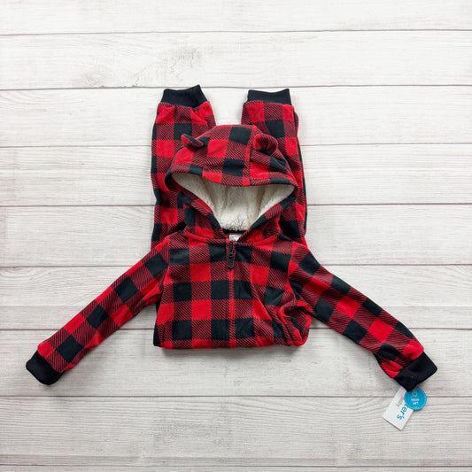 Carter’s Buffalo Plaid Hooded Sherpa Baby Jumpsuit Red Black NWT 18-24 Months