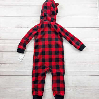 Carter’s Buffalo Plaid Hooded Sherpa Baby Jumpsuit Red Black NWT 18-24 Months