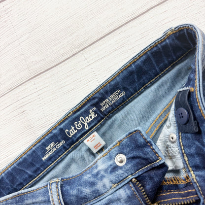Cat & Jack Girls Blue Denim Shorts Lace Details Adjustable Super Stretch M 7-8