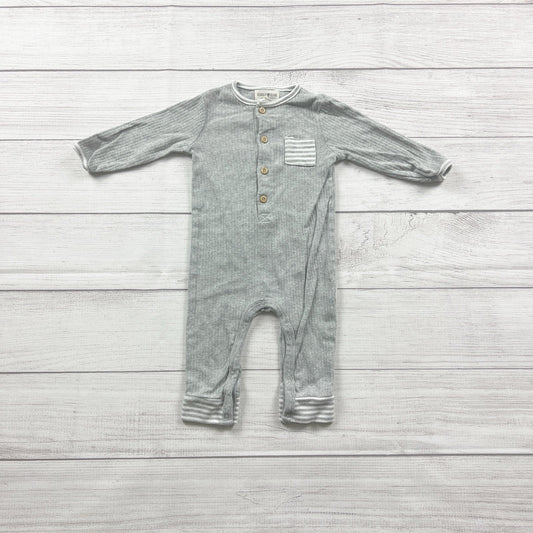 Rabbit + Bear Baby Romper Gray Ribbed Henley Playsuit 6-9 Months