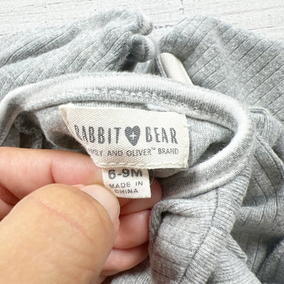 Rabbit + Bear Baby Romper Gray Ribbed Henley Playsuit 6-9 Months