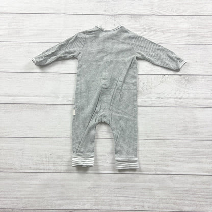 Rabbit + Bear Baby Romper Gray Ribbed Henley Playsuit 6-9 Months