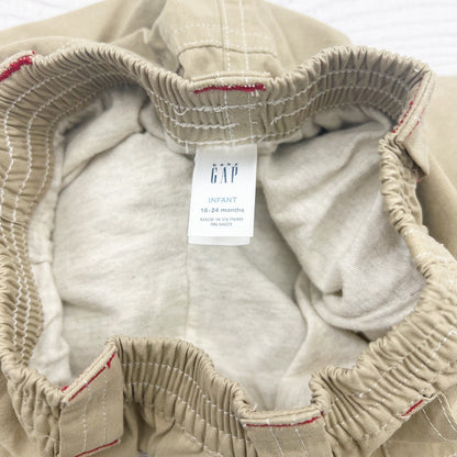 Gap Baby Boy Khaki Pants Vintage 2005 Lined Pull On Snap Trousers 18-24 Months
