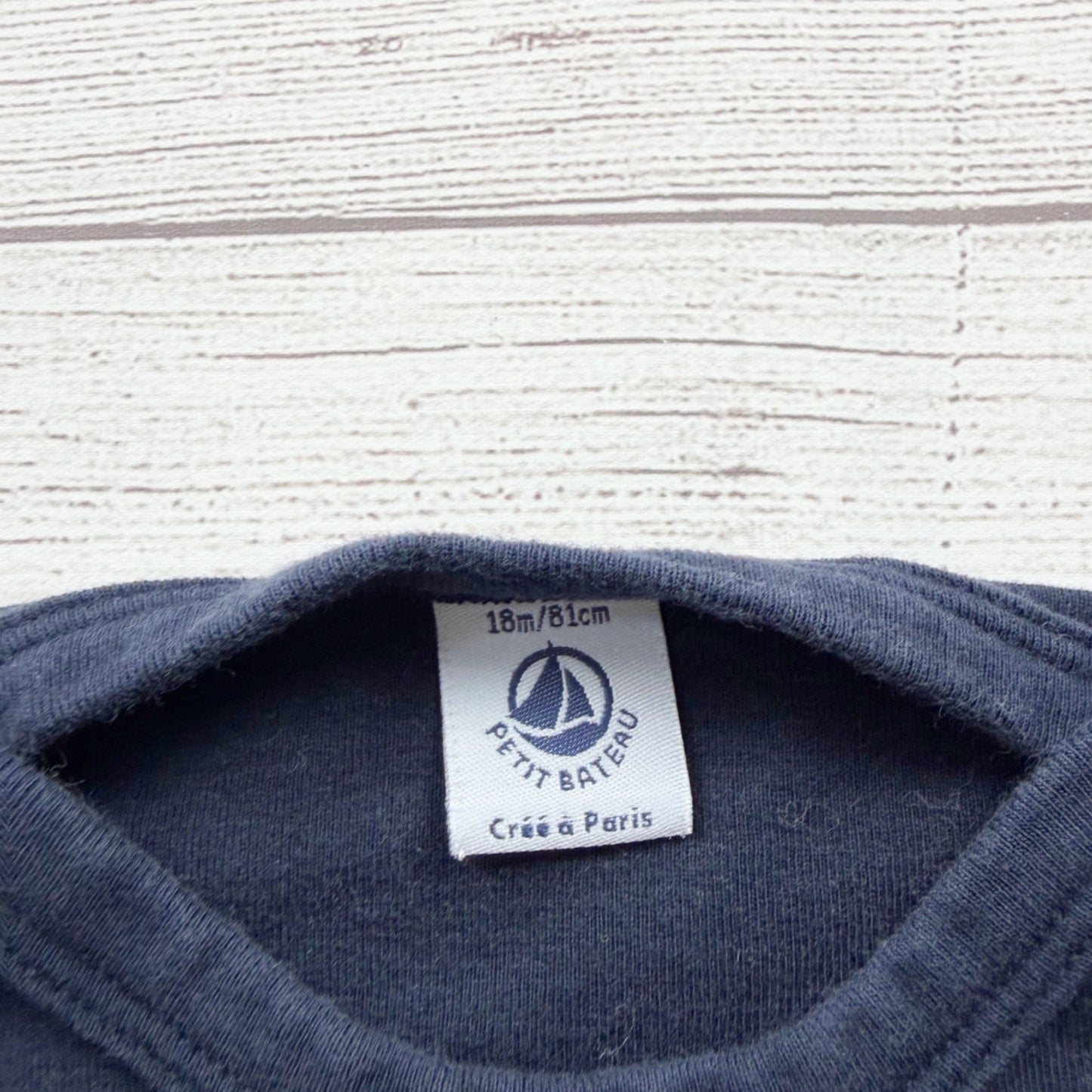 Petit Bateau Baby Navy T-Shirt Striped Pocket Detail 12-18 Months