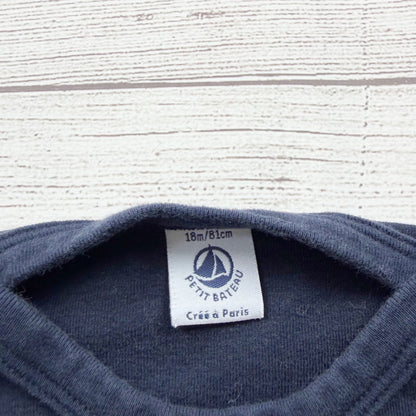 Petit Bateau Baby Navy T-Shirt Striped Pocket Detail 12-18 Months