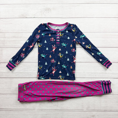 Matilda Jane Girls 2-Piece Pajama Set Holiday Animal Print Navy 6