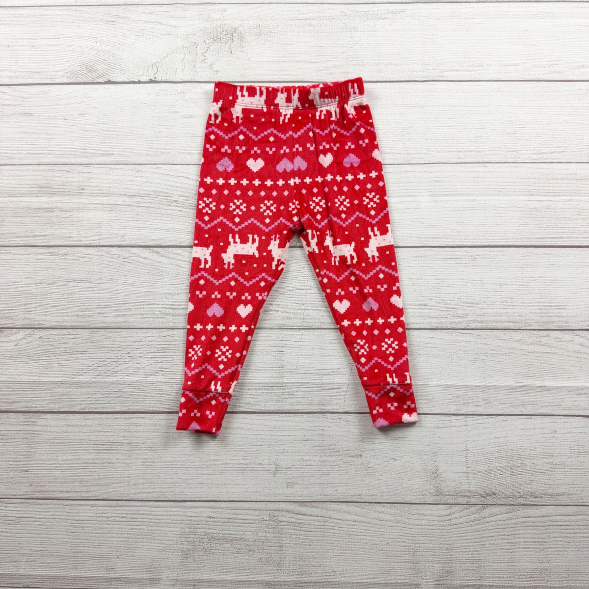 Cat & Jack Toddler Girls Fair Isle Snuggly Soft Pajama Set Reindeer Heart NWT 2T