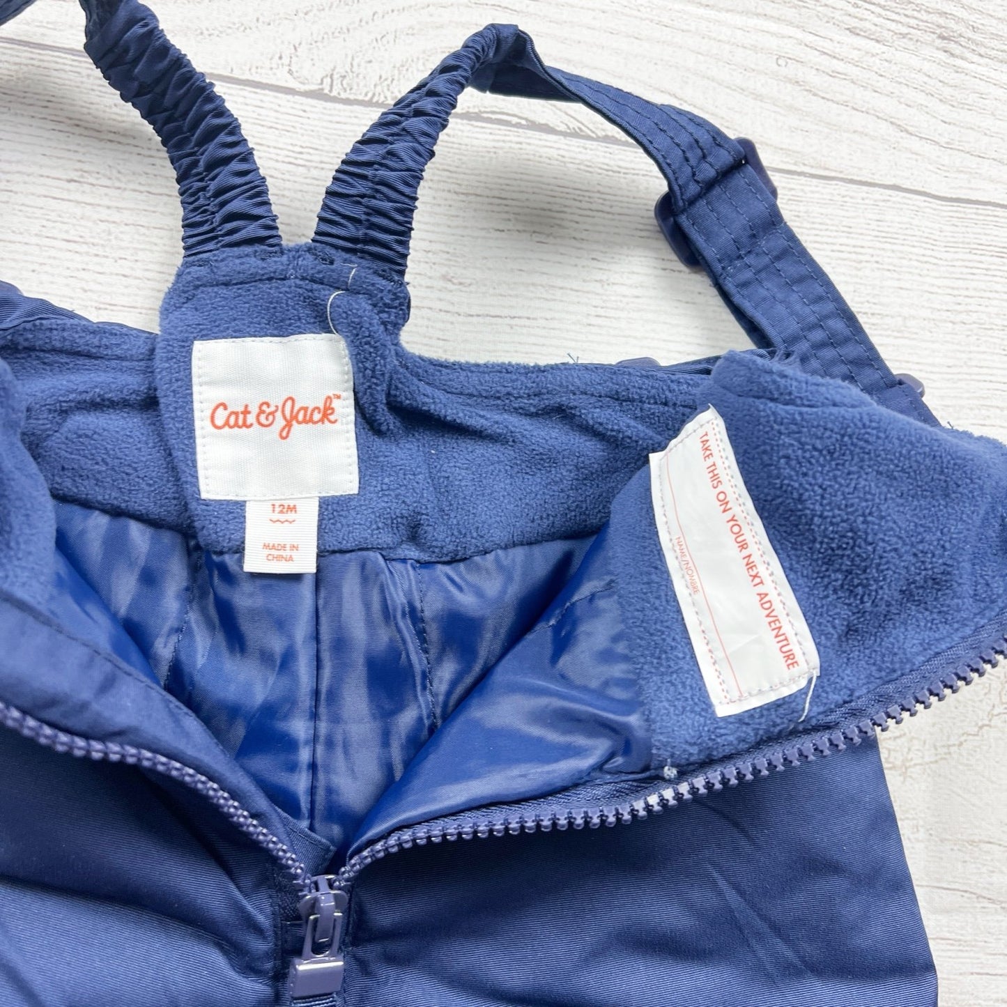 Cat & Jack Baby Snow Bib Overalls Navy Blue Insulated Winter Pants 12 Months