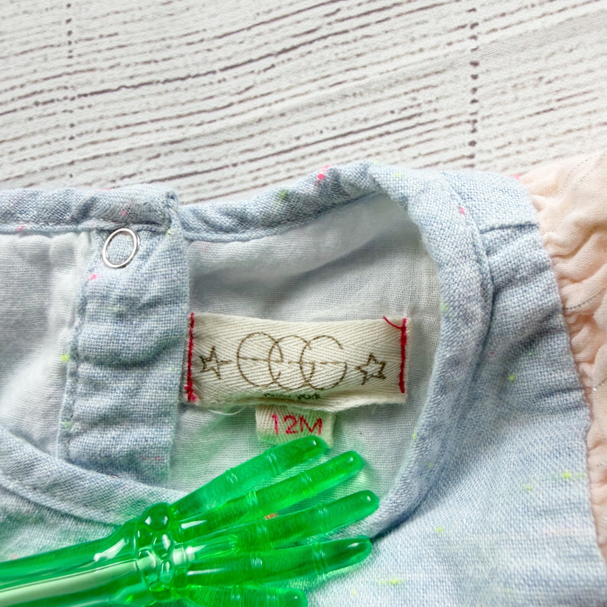 EGG Pastel Baby Blue Ruffled Romper Speckled Print 9-12 Months