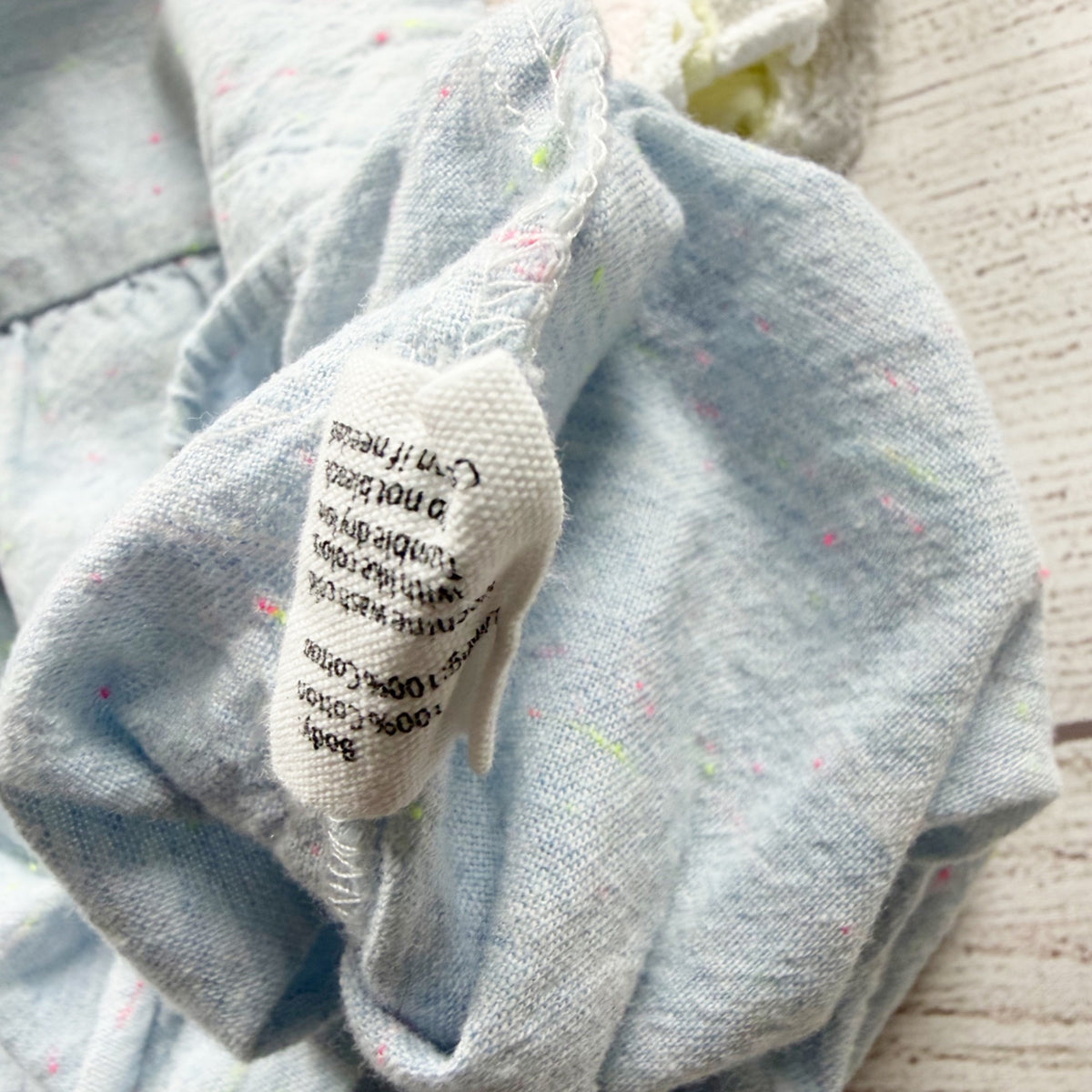 EGG Pastel Baby Blue Ruffled Romper Speckled Print 9-12 Months
