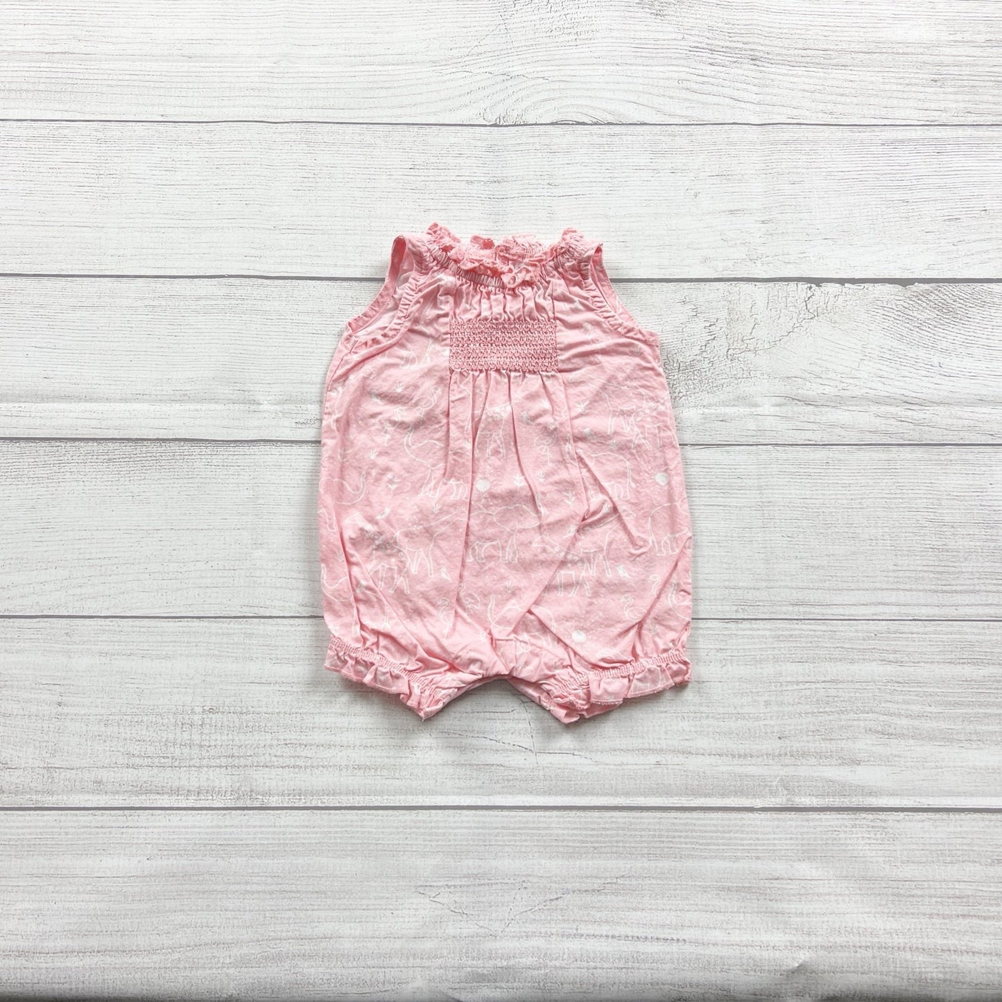 Just One You By Carter's Pink Baby Smocked Romper Elephant Print Newborn