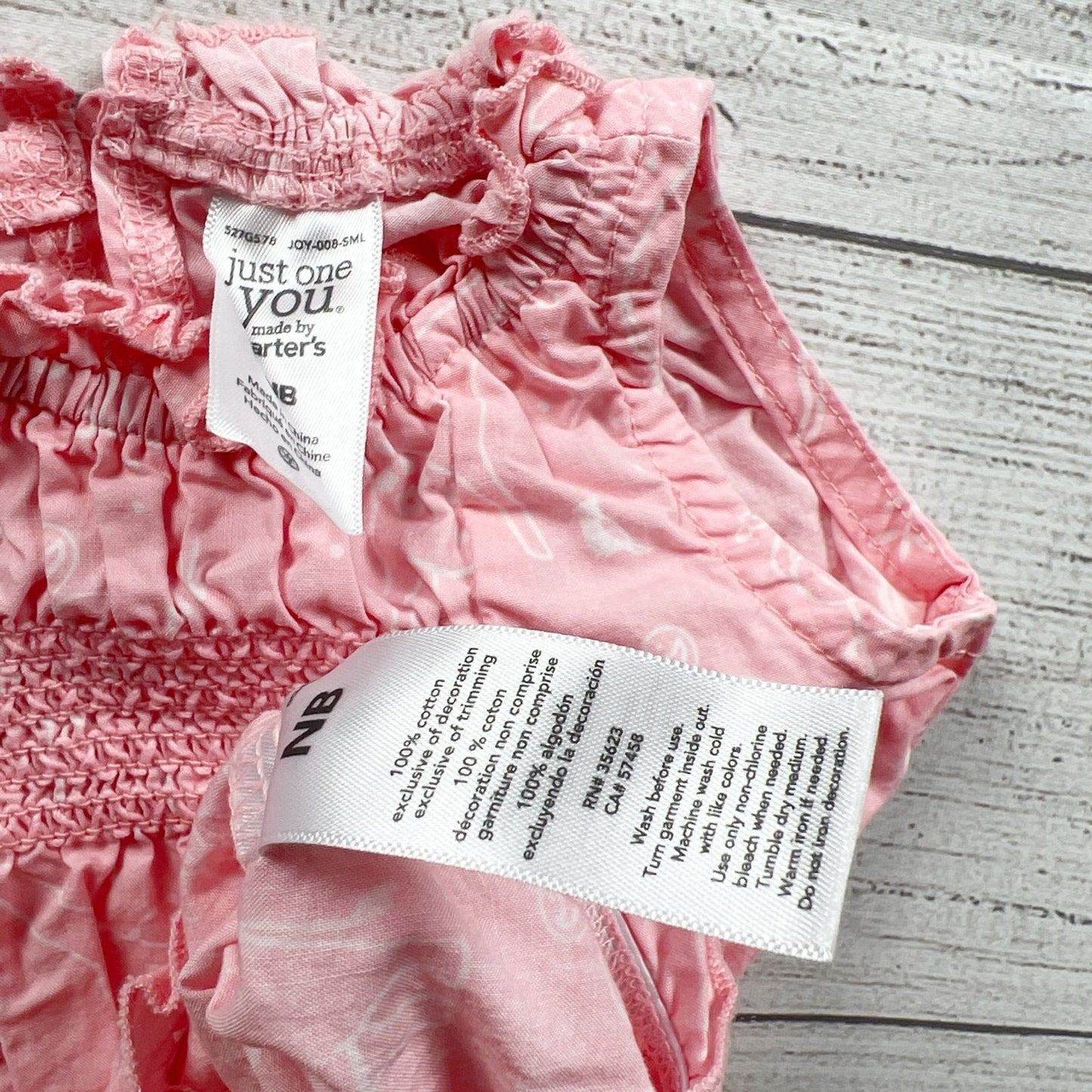 Just One You By Carter's Pink Baby Smocked Romper Elephant Print Newborn