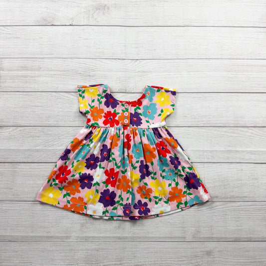 Hanna Andersson Baby Girl Floral Dress Multicolor Short Sleeve Twirl 12-18 Month