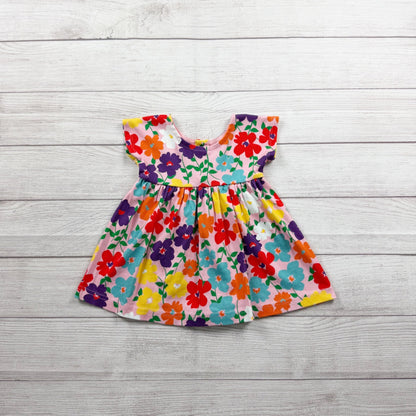 Hanna Andersson Baby Girl Floral Dress Multicolor Short Sleeve Twirl 12-18 Month