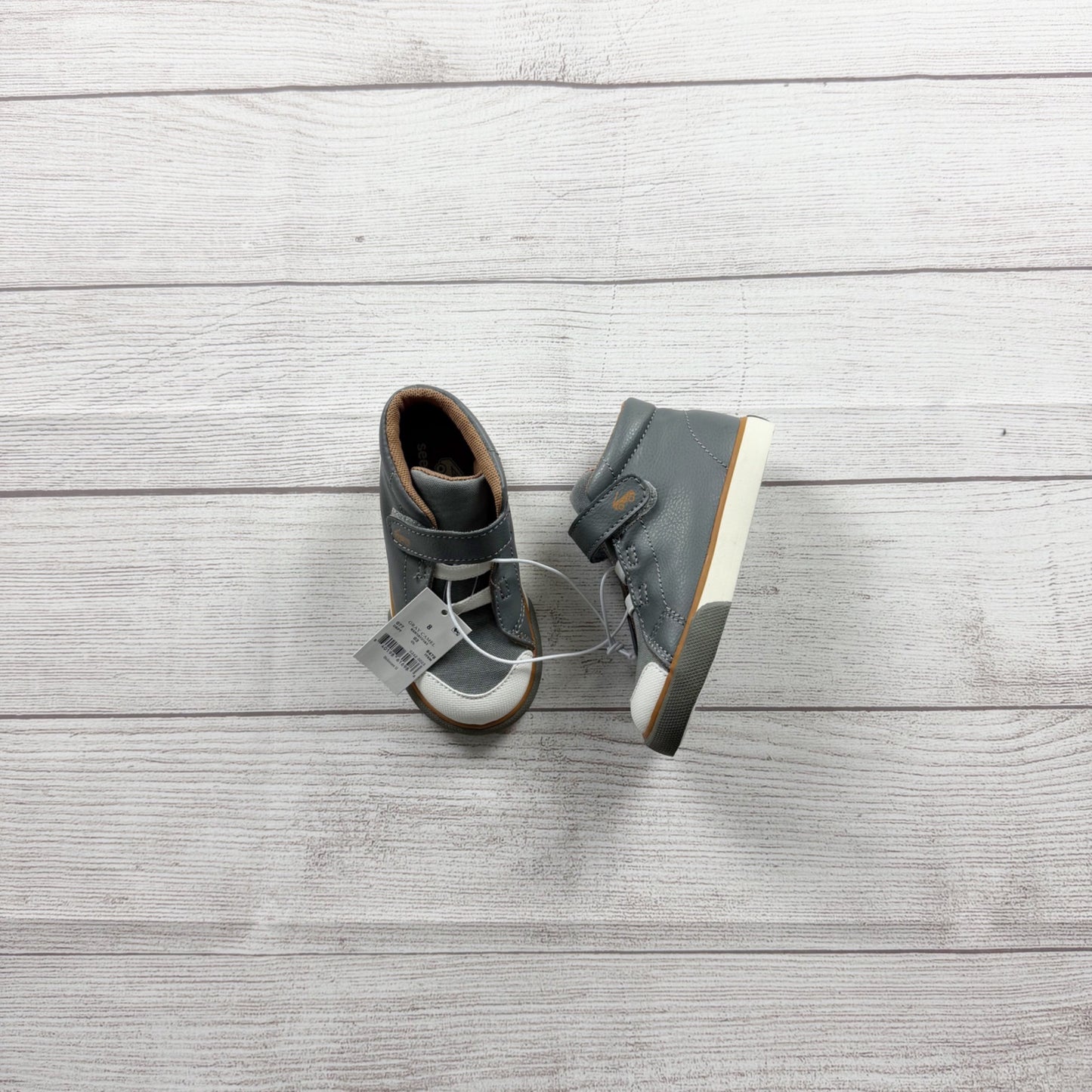 See Kai Run High Top Sneakers Velcro Strap Shoes Elastic Lace Toddler NWT 8