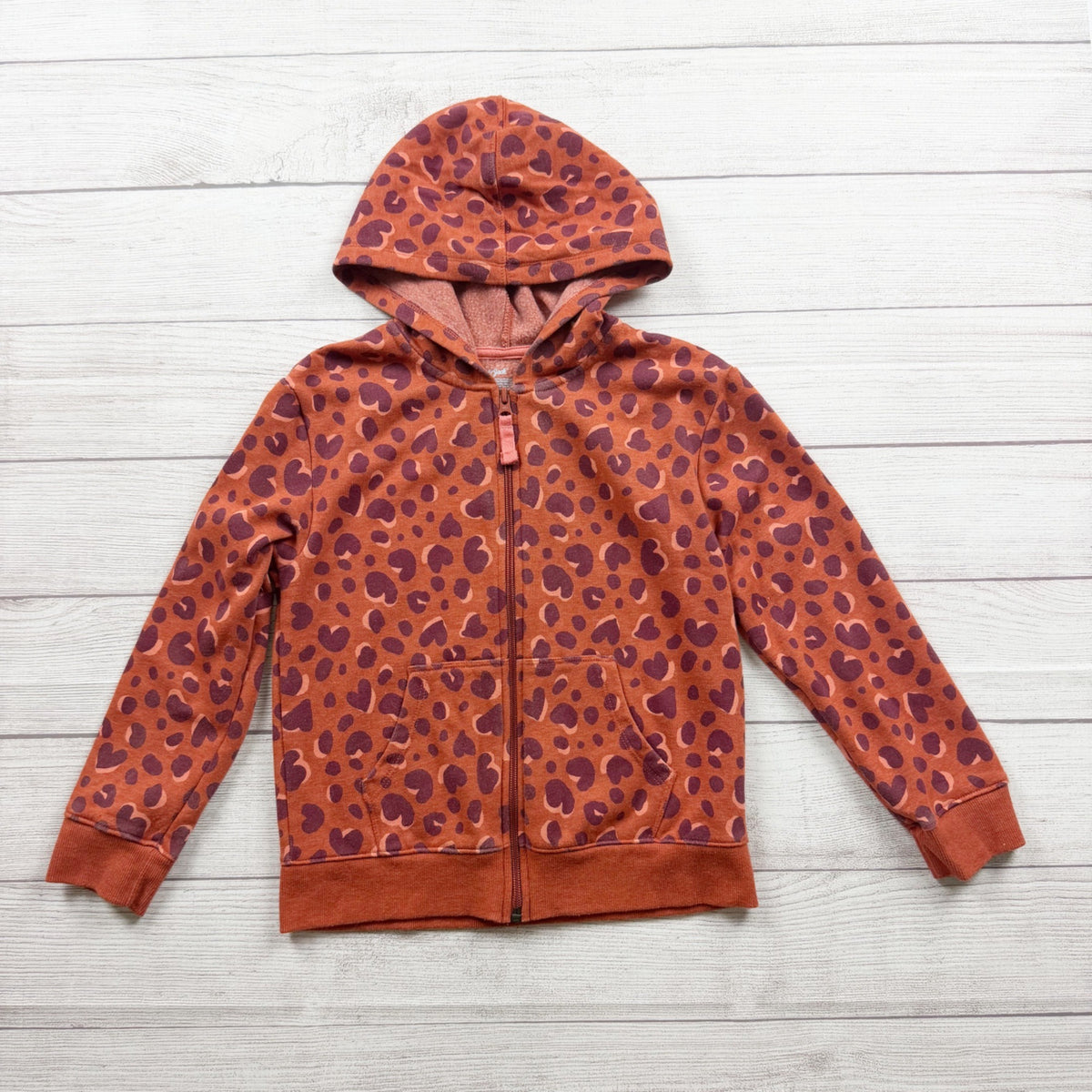 Cat & Jack Kids Heart Print Full Zip Hoodie Sweatshirt M 8