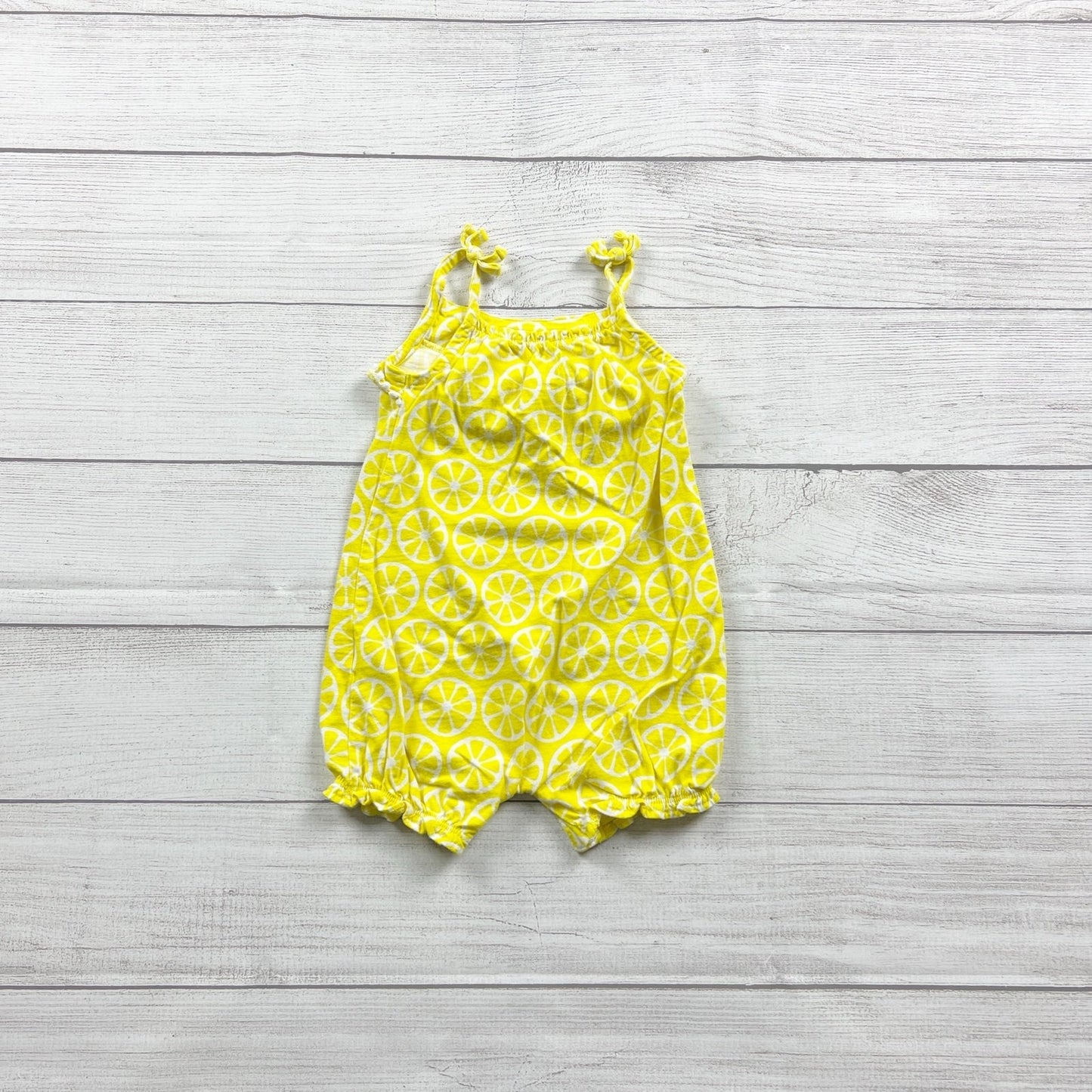 Carter’s Baby Girl Lemon Print Romper Ruffle Bubble One Piece 12 Months