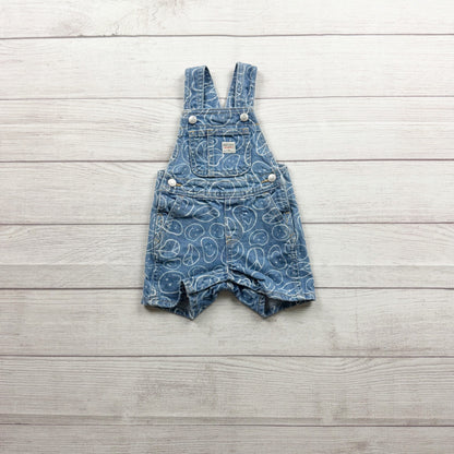 Old Navy Workwear Baby Denim Overalls Peace Smiley Print 6-12 Months